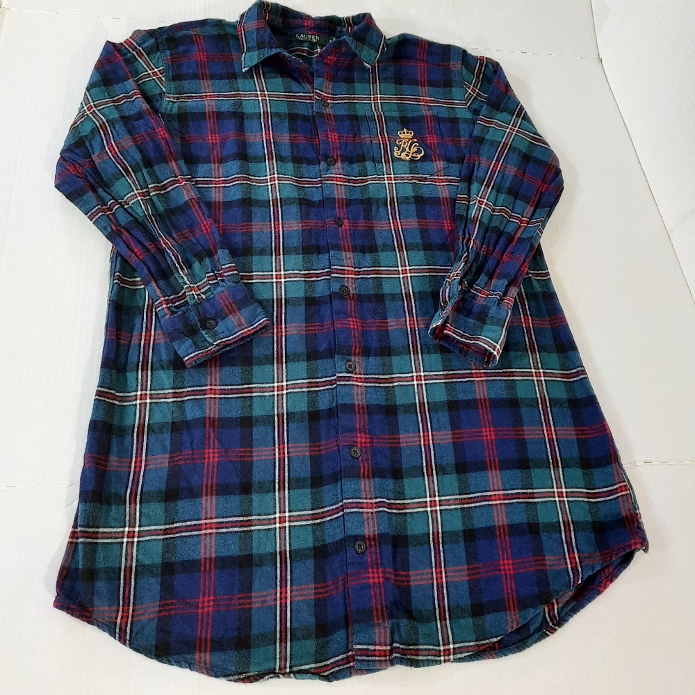 Lauren Ralph Lauren Brushed Cotton Plaid Sleepshirt